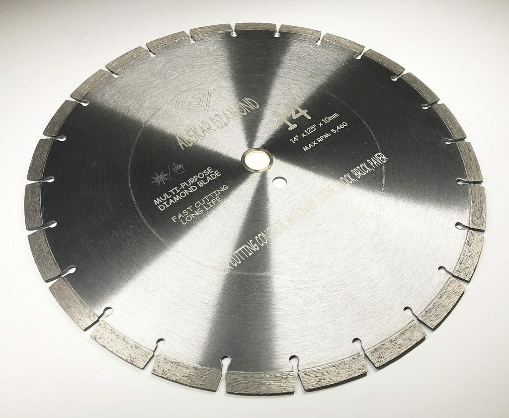 (10 Pack) ALSKAR DIAMOND ADLSS 14 inch Dry or Wet Cutting General Purpose Segmented High Speed Diamond Saw Blades for Concrete Stone Brick Masonry (14' - 10 pcs)