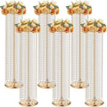 Geetery Luxurious Crystal Flower Stands - Set of 6, 35.4 Inch Tall Metal Wedding Centerpieces and Home Decor