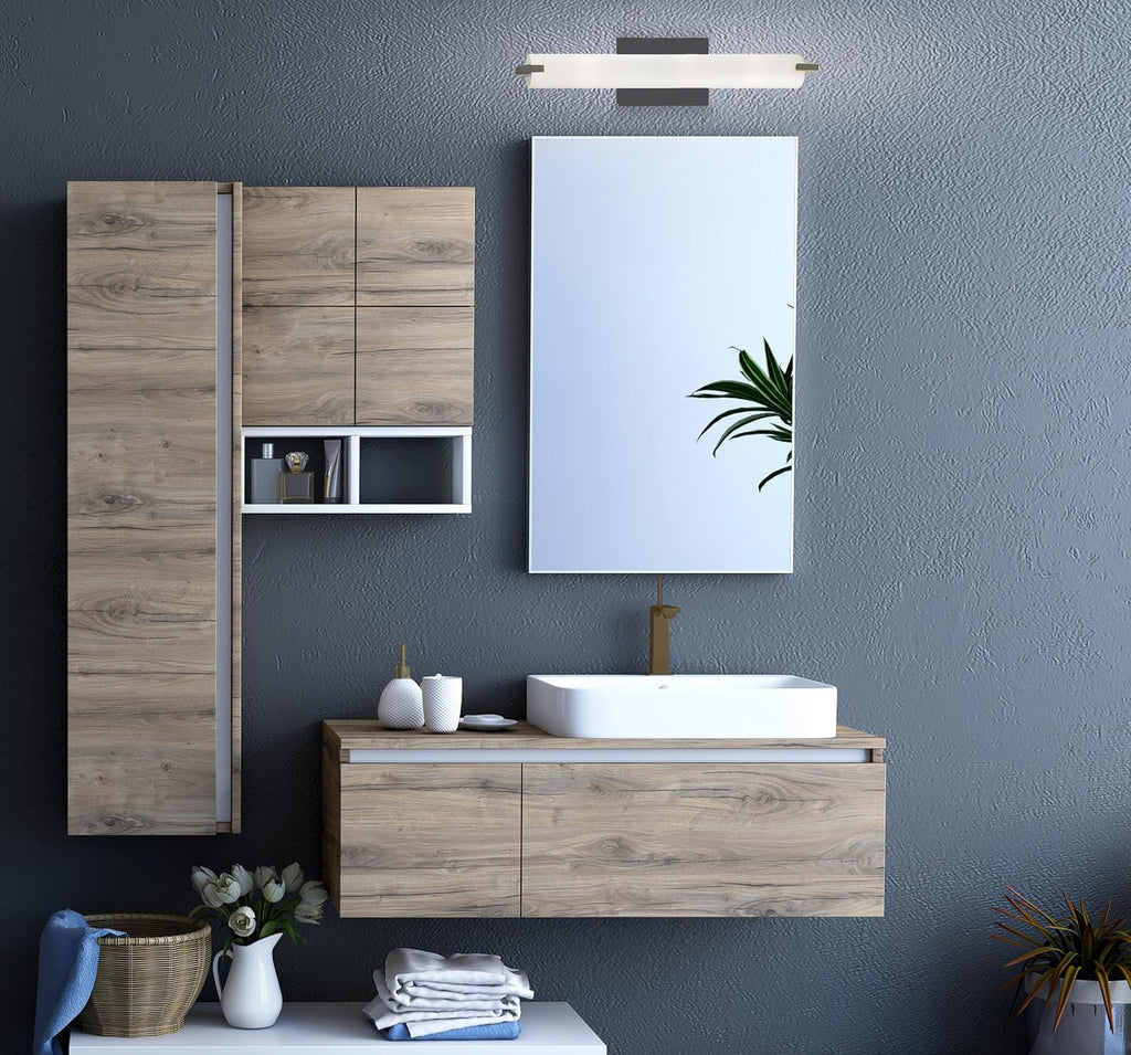 GEORGE KOVACS P5044-37B Tube Vanity Bath Light, 3-Light, 180 Total Watts, 4.75-in H x 20.5-in W, Dark Restoration Bronze
