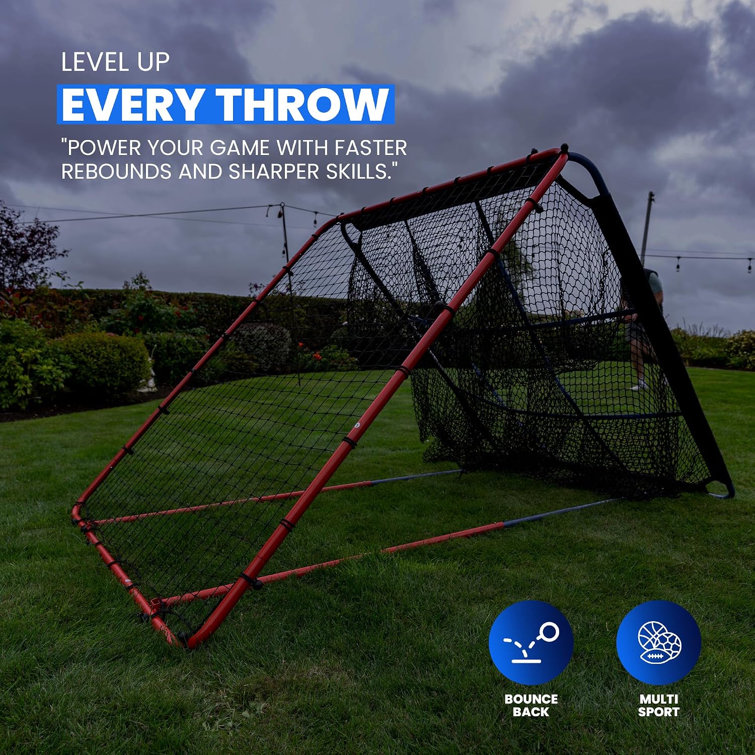 Baseball Rebounder Net | 12-Angle Baseball Pitching Net w/ 9 Pocket Nets – Softball & Baseball Training Equipment – Multi-Sport Bounce Back Net for Soccer, Volleyball, Basketball, Lacrosse & More
