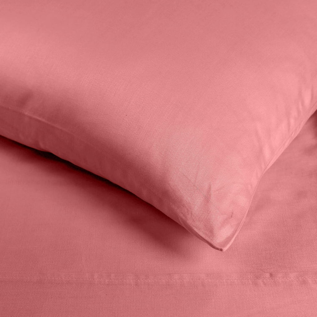 Superior Egyptian Cotton 400 Thread Count Bed Sheet Set, 2 Elastic Deep Pocket Fitted Sheets, 1 Flat Sheet, 2 Pillowcases, Soft Bedding, Luxury Sheets, Sateen Weave, Split King Size, Blush