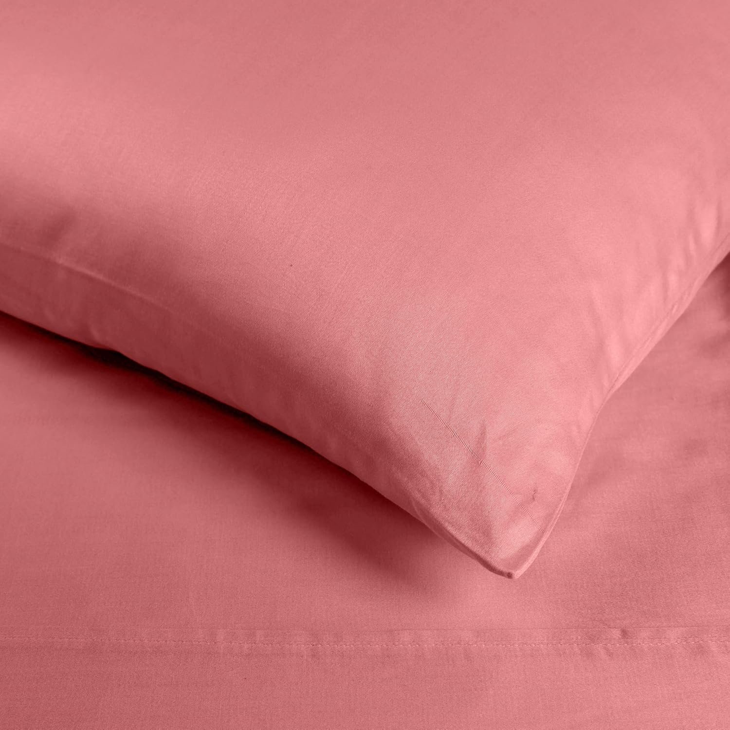 Superior Egyptian Cotton 400 Thread Count Bed Sheet Set, 2 Elastic Deep Pocket Fitted Sheets, 1 Flat Sheet, 2 Pillowcases, Soft Bedding, Luxury Sheets, Sateen Weave, Split King Size, Blush