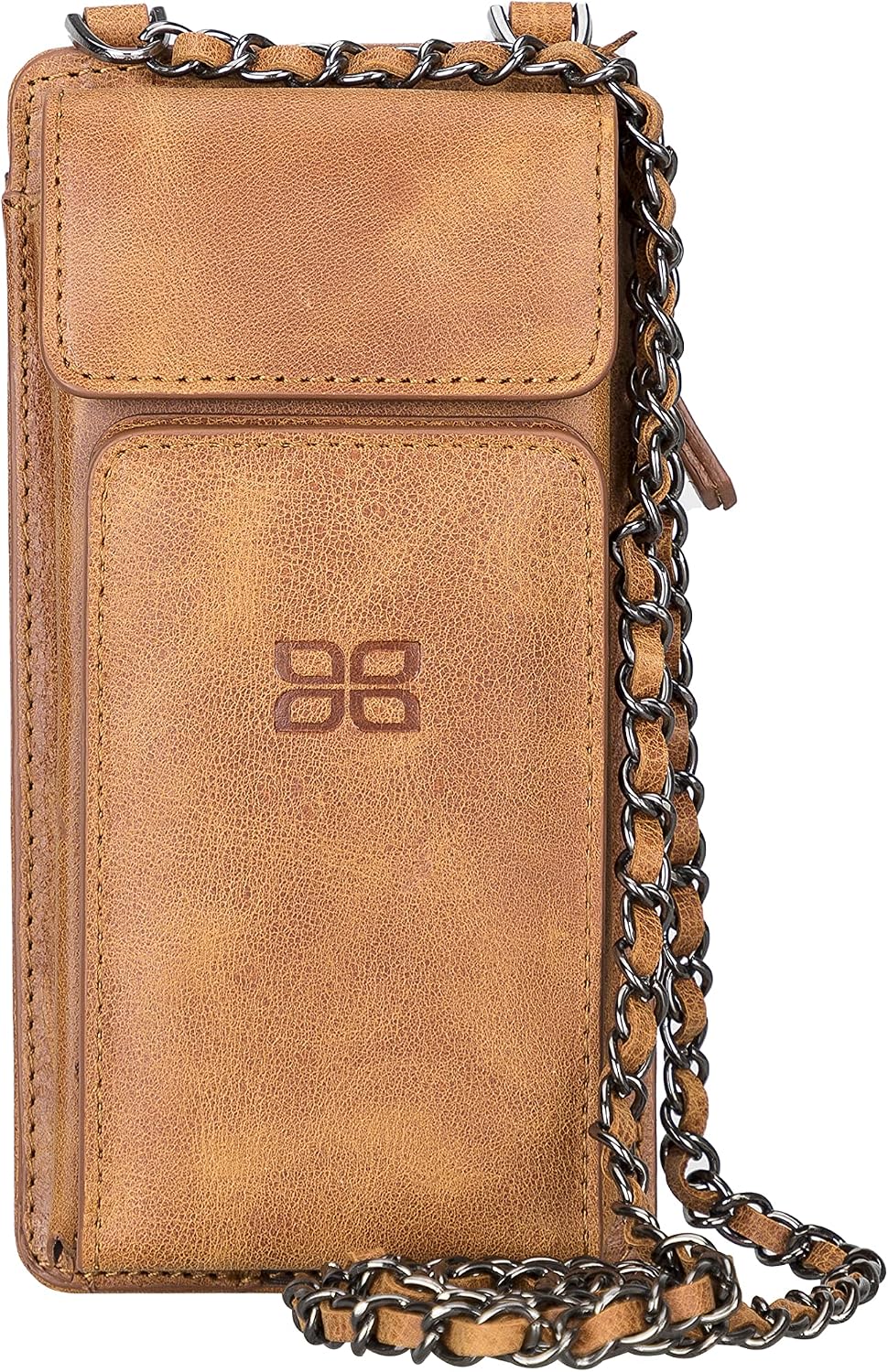 Crossbody Women Wallet fits iPhone 16 Pro MAX / 17 Pro MAX and All Mobile Devices up to 6.9' - Zippered Women Purse, Shoulder Bag with Card Holder, Pocket & Chain Strap, Trendy (Almond)