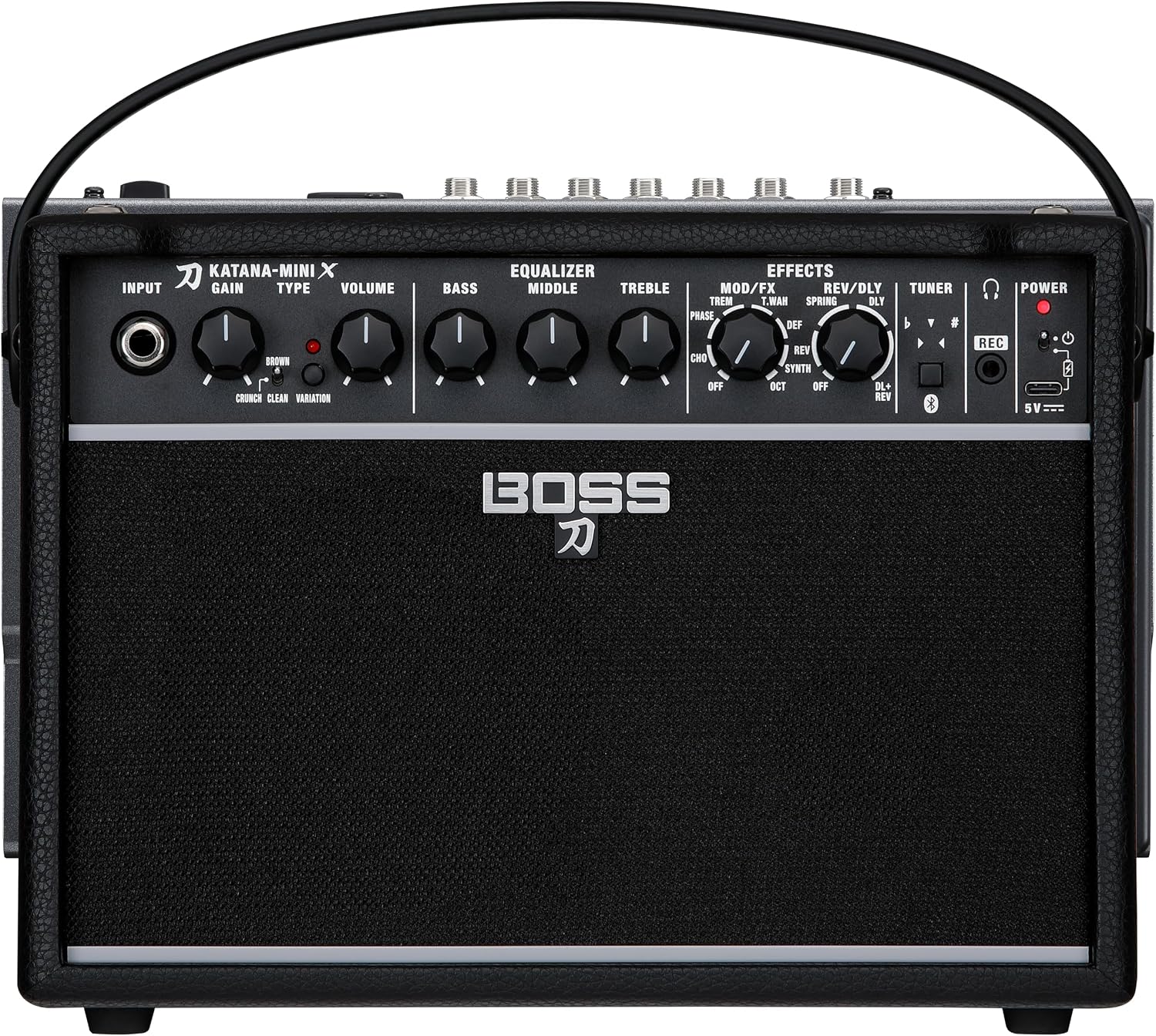 BOSS Katana-Mini X | Powerful 10-Watt Mini Amplifier for Electric, Acoustic & Bass | Tube Logic Design | Custom 5' Speaker | Versatile Sounds & Dual Effects | Bluetooth | Built-in Rechargeable Battery