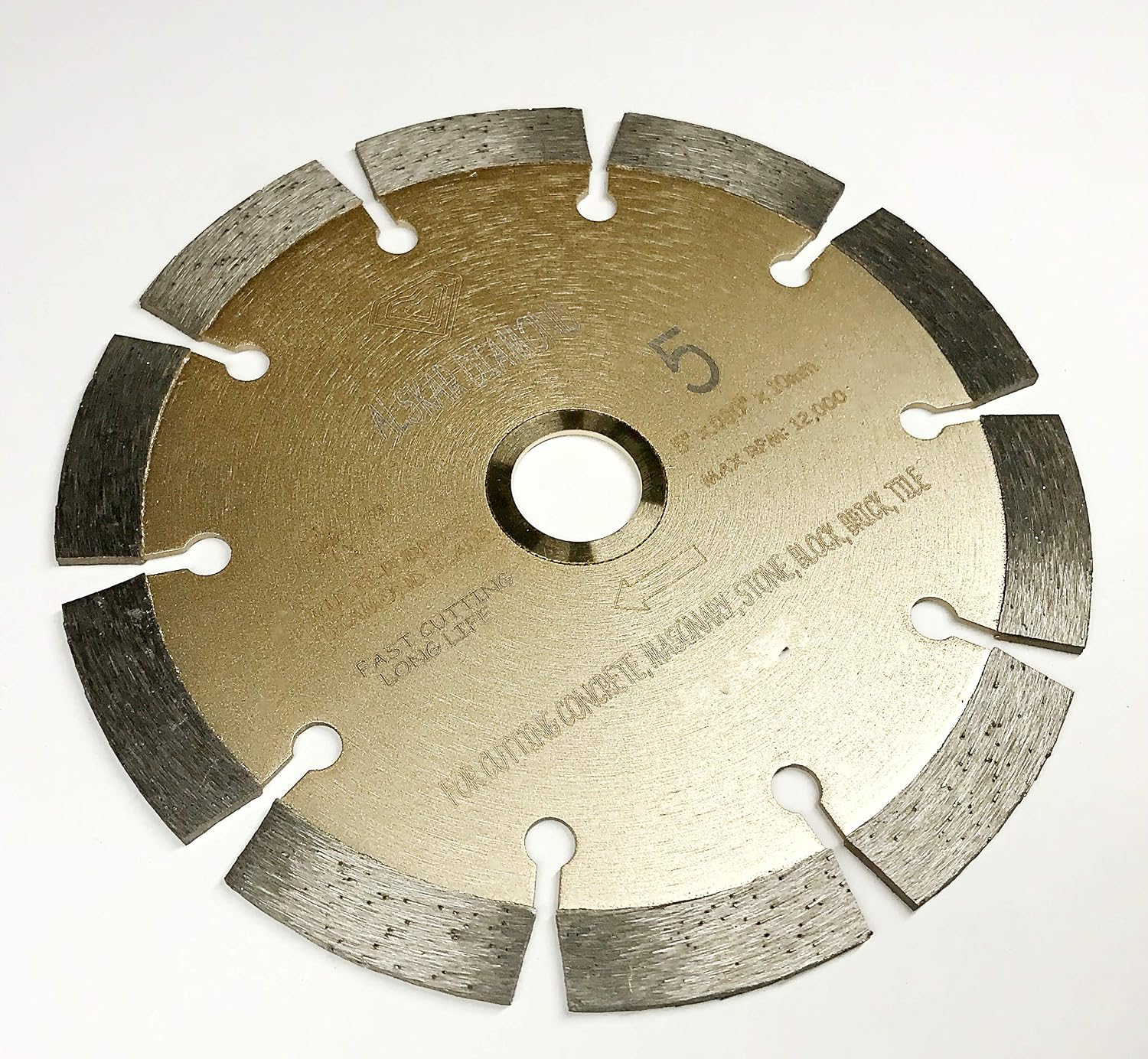 (20 Pack) ALSKAR DIAMOND 5 inch Dry or Wet Cutting General Purpose Power Saw Segmented Diamond Blades for Concrete Stone Brick Masonry (5' - 20 pcs)