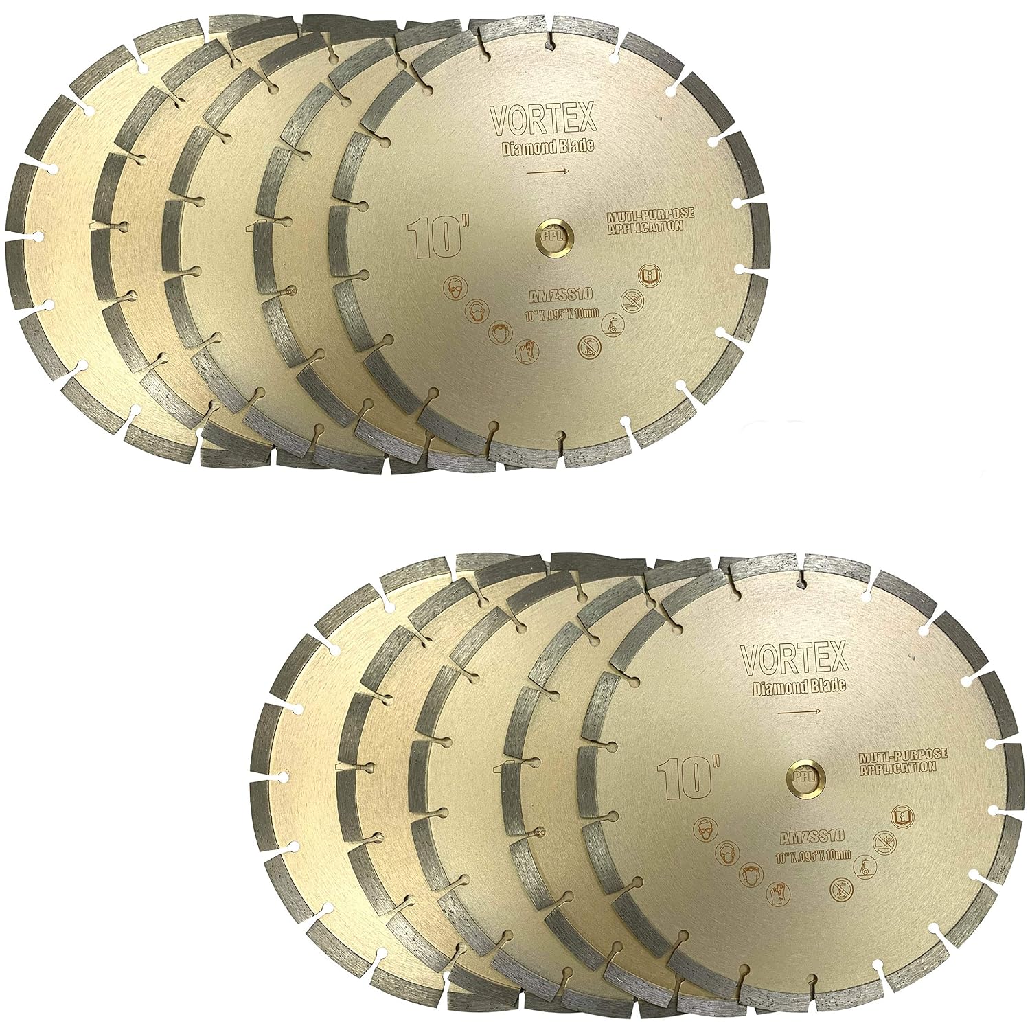 (10 Pack) VTXMax VSS 10 Inch Dry or Wet Cutting General Purpose Power Saw Segmented Diamond Blades for Concrete Stone Brick Masonry (10' (10 pcs))