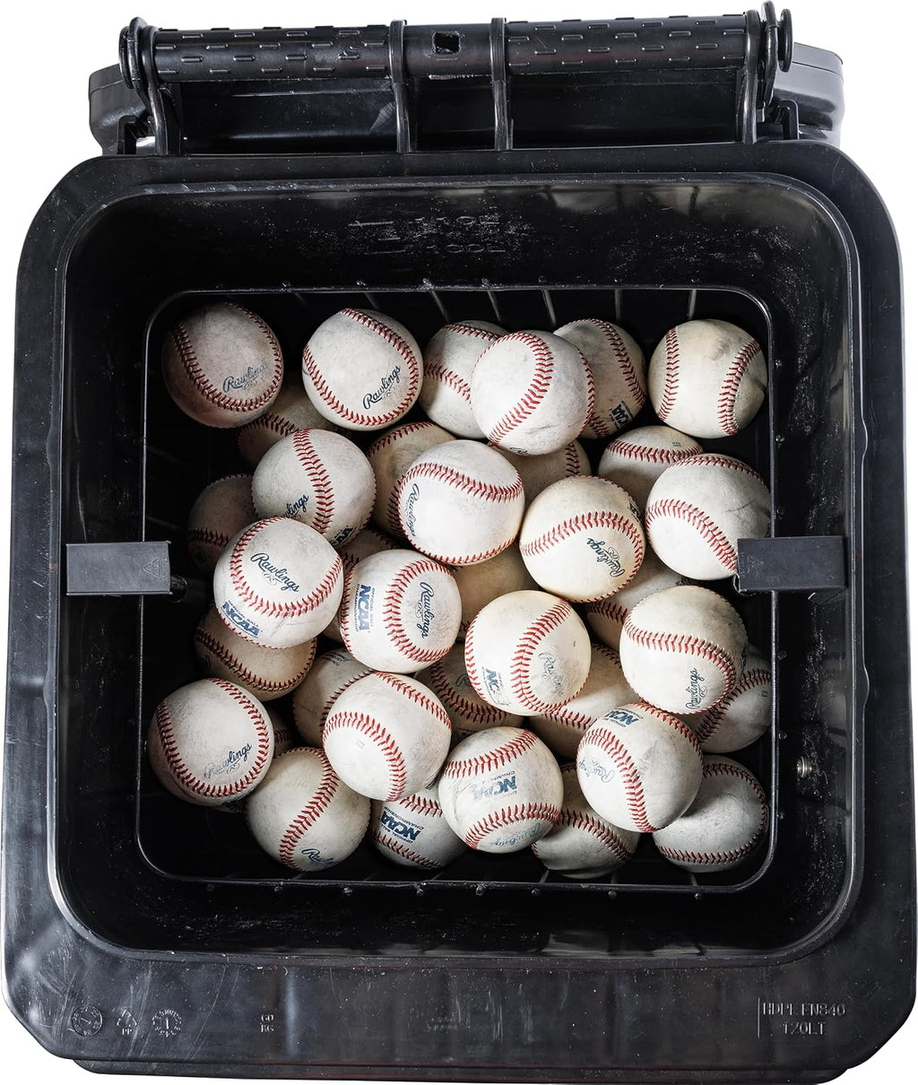 Rawlings | Rolling Ball Bin with Spring-Loaded Basket | 32-Gallon Capacity | Balls Not Included