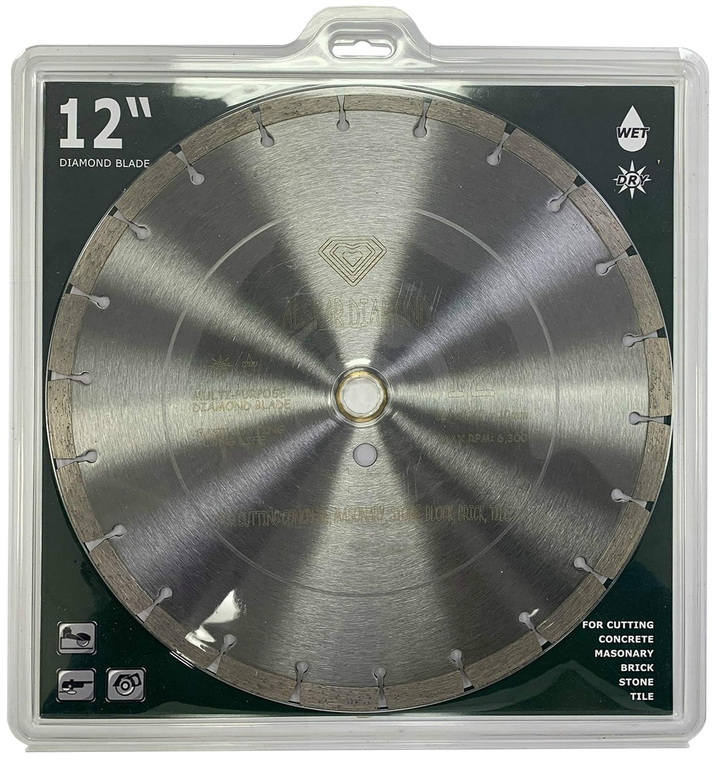 (10 Pack) ALSKAR DIAMOND ADLSS 12 inch Dry or Wet Cutting General Purpose Segmented High Speed Diamond Saw Blades for Concrete Stone Brick Masonry with Arbor 1'-20mm (12' - 10 pcs)