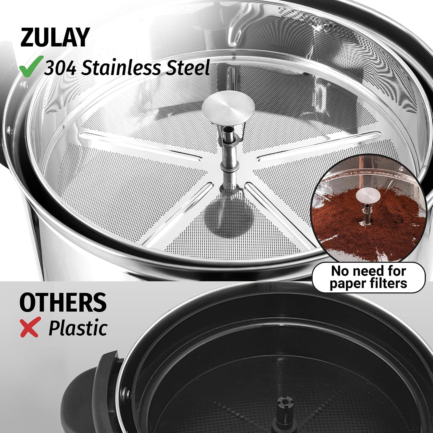 Zulay Commercial Grade 100 Cup Coffee Maker Hot Water Urn - Large Percolator Pot Dispenser With Double-Wall Stainless Steel, Quick Brew, Stays Hot for Tea & Beverage at Events & Catering - Silver