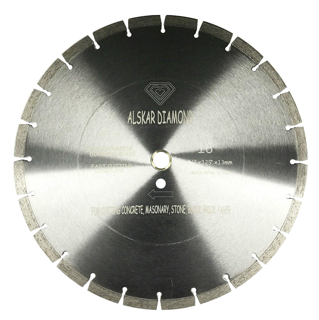 (5 Pack) ALSKAR DIAMOND ADLSS 16 inch Dry or Wet Cutting General Purpose Power Saw Segmented Diamond Blades for Concrete Stone Brick Masonry (16' - 5 pcs)