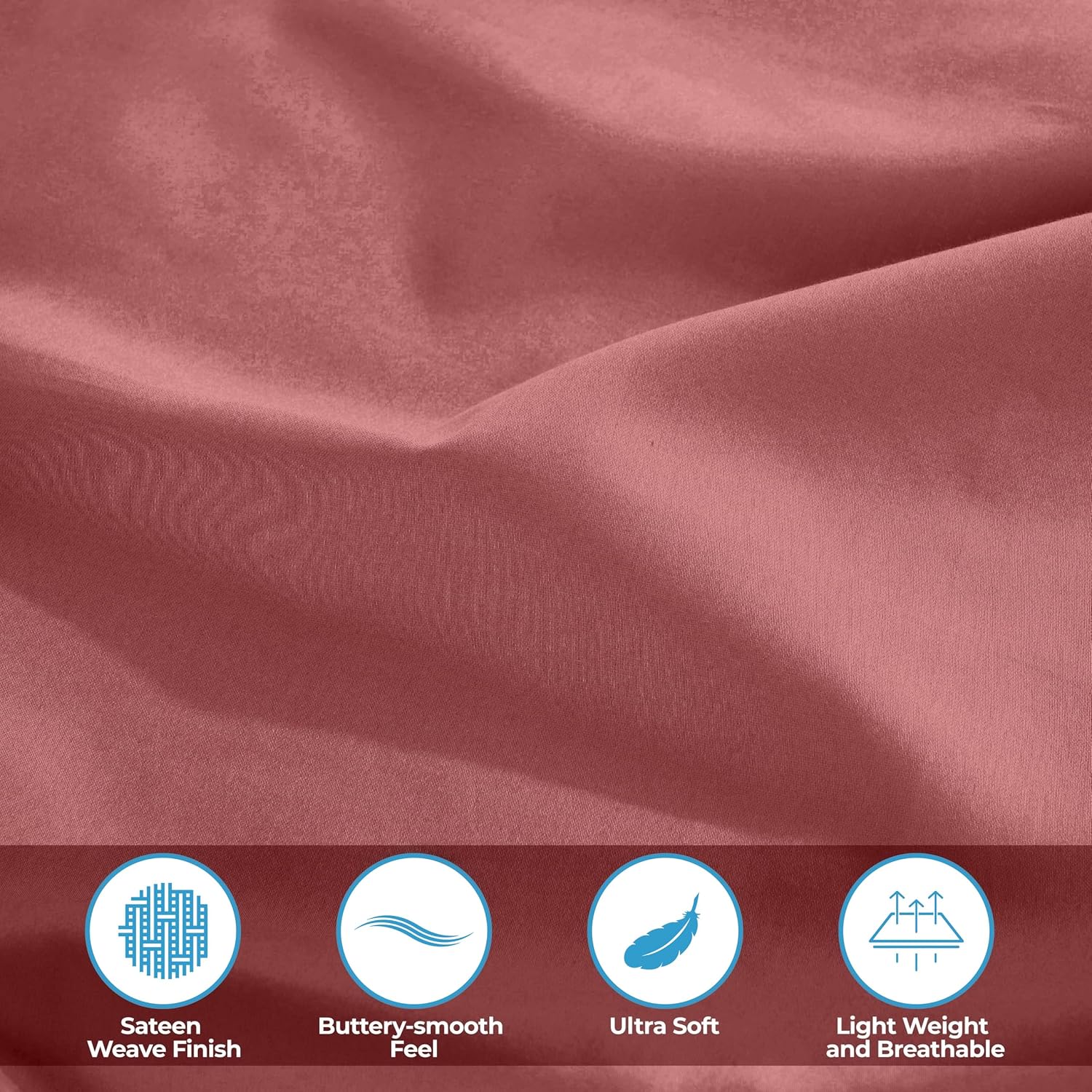 Superior Egyptian Cotton 400 Thread Count Bed Sheet Set, 2 Elastic Deep Pocket Fitted Sheets, 1 Flat Sheet, 2 Pillowcases, Soft Bedding, Luxury Sheets, Sateen Weave, Split King Size, Blush