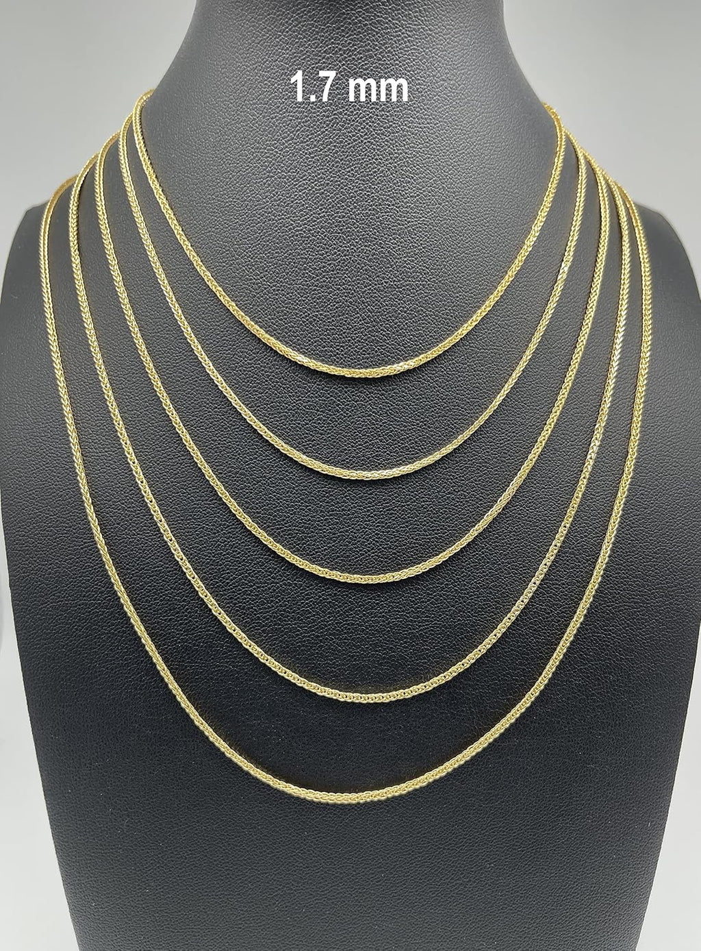 JEWELHEART 10K and 14K Gold Square Wheat Chain 1.5mm 1.7mm 2.2mm 2.6mm 3.2mm 3.9mm 4.5mm Yellow Real Gold Chains Diamond Cut Braided Franco Chain Necklace For Women with Lobster Clasp 16' 18' 20' 22' 24'