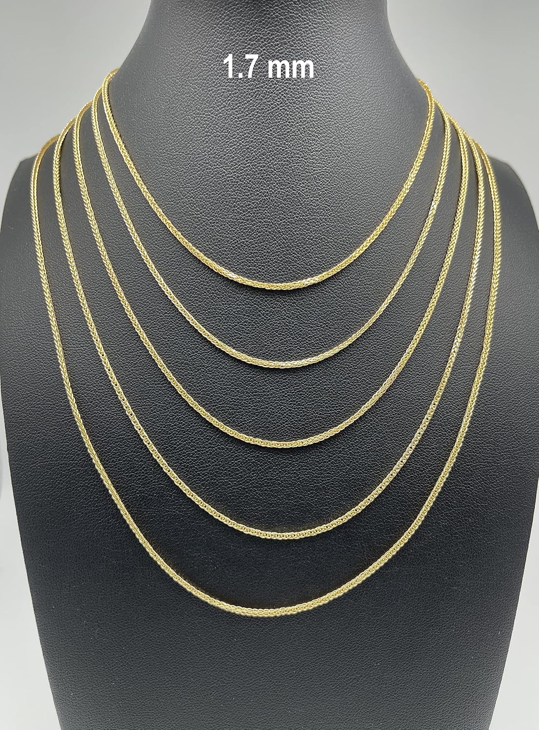 JEWELHEART 10K and 14K Gold Square Wheat Chain 1.5mm 1.7mm 2.2mm 2.6mm 3.2mm 3.9mm 4.5mm Yellow Real Gold Chains Diamond Cut Braided Franco Chain Necklace For Women with Lobster Clasp 16' 18' 20' 22' 24'