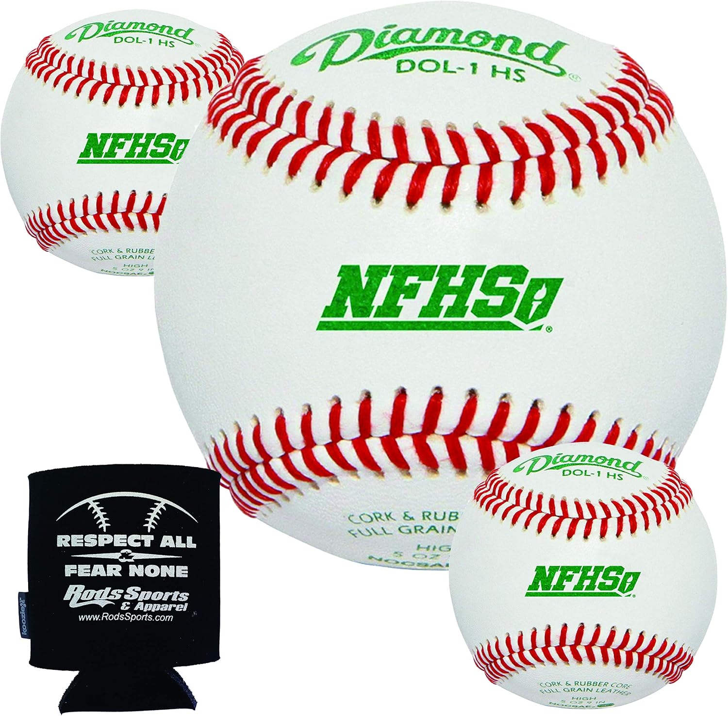 Diamond Sports Baseballs Leather DOL-1 HS 5 Dozen Case (Five Dozen) High School NFHS and Rods Insolated Can Cooler