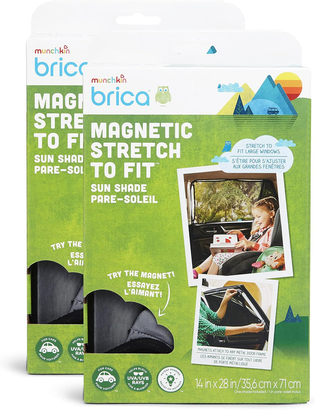 Munchkin® Brica® Magnetic Stretch to Fit™ Sun Shade, Black (Pack of 12)