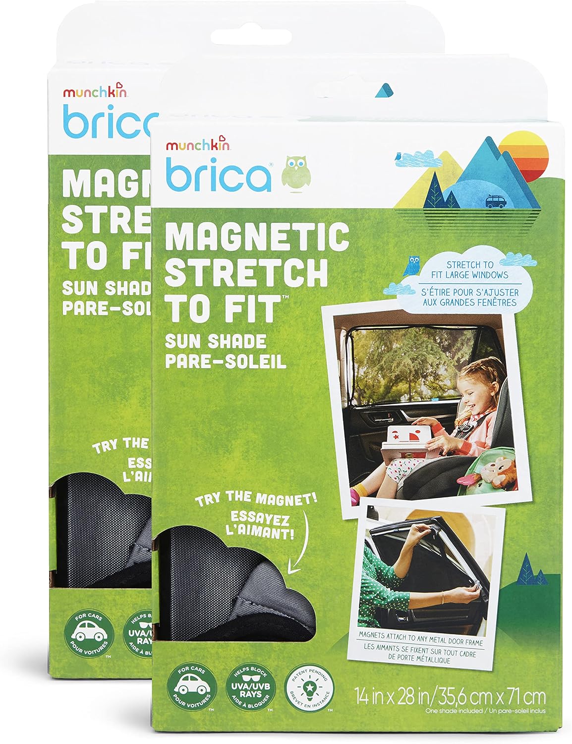 Munchkin® Brica® Magnetic Stretch to Fit™ Sun Shade, Black (Pack of 12)
